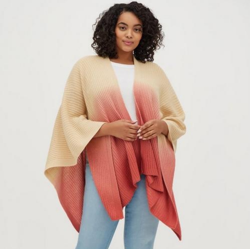 Torrid Ruana Knit Tricolor Dip Dye